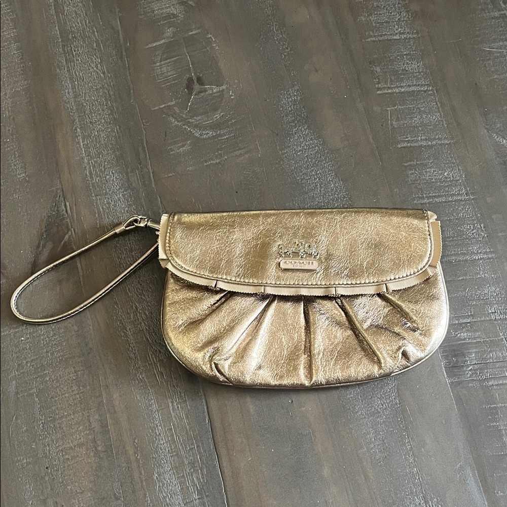 Coach Gold Wristlet Clutch